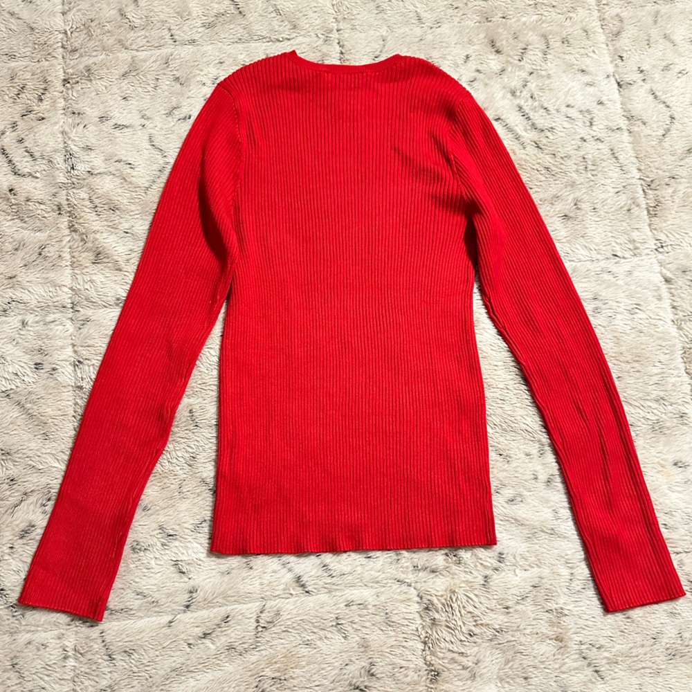 Express Ribbed Red Knit Top - Picture 4 of 4